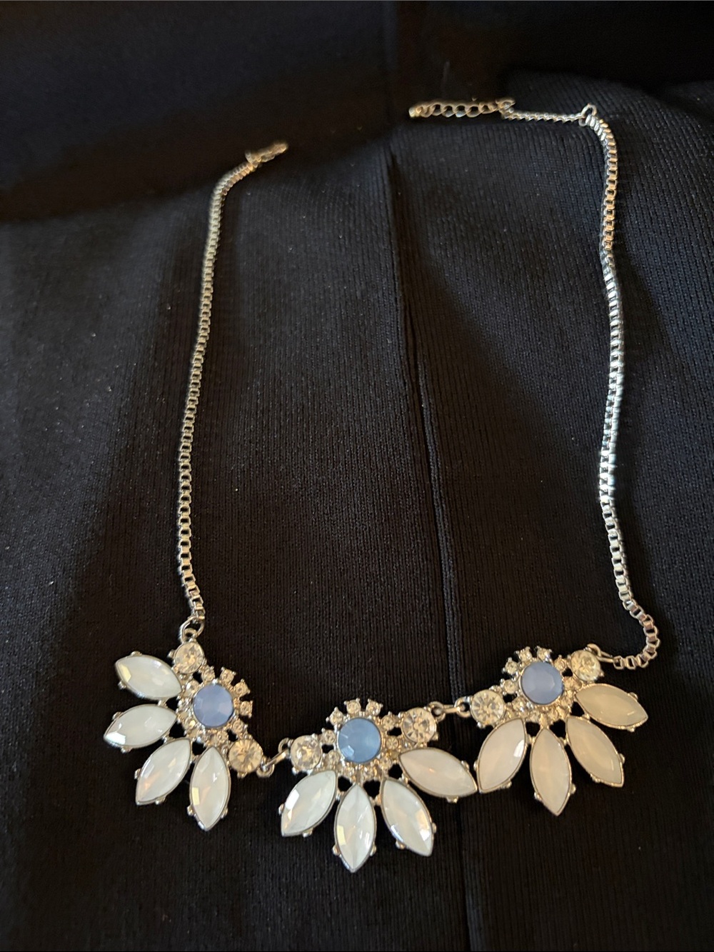 Silver-tone White & Light Blue Statement Necklace